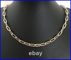 9ct GOLD NECKLACE 375 LARGE UNUSUAL OVAL PAPER LINK CHAIN GENTS LADIES BRAND NEW
