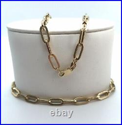 9ct GOLD NECKLACE 375 LARGE UNUSUAL OVAL PAPER LINK CHAIN GENTS LADIES BRAND NEW