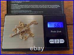 9ct Gold 0.50ct Diamond Cross & 22 Necklace 9ct Gold Chain 16