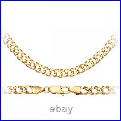 9ct Gold 16 inch Double Link Curb Chain / Necklace UK Hallmarked 4MM Width