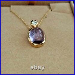 9ct Gold 18 Chain & Pendant With Coloured Stone