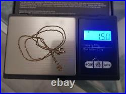 9ct Gold 18 Curb Chain Necklace 1.5g & Cross Pendant 1.1g Total 2.6g Hallmarked