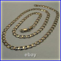 9ct Gold 18 Flat Curb Link Chain, 4mm width, 6.5gms, hallmark Sheffield