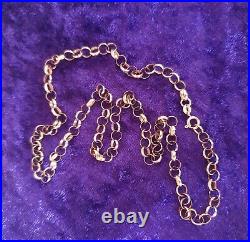 9ct Gold, 18 Inch, 45 cm, 4mm, 7 Grams, Vintage, Round Belcher Chain