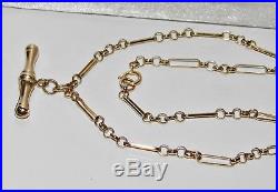 9ct Gold 18inch Fancy Belcher Link Chain / Necklace with T Bar Pendant 5.6g