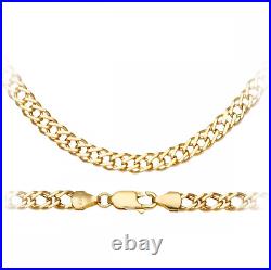 9ct Gold 24 inch Double Link Curb Chain / Necklace UK Hallmarked 4MM Width