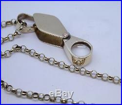9ct Gold 30 Belcher Chain and 9ct Solid Gold Loupe Magnifying Glass 49.92 grams