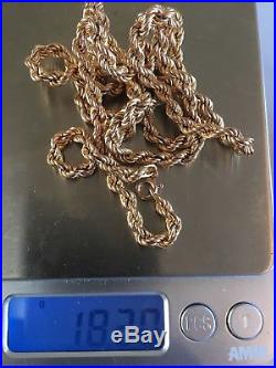 9ct Gold 375 18 grams Gold Rope Necklace Chain Rose Tint not Scrap 28