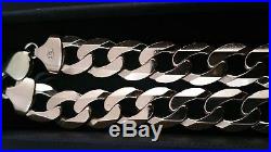 9ct Gold 375 Hallmarked Heavy Solid Mens Flat Curb Chain Approx 22 Inch 88g