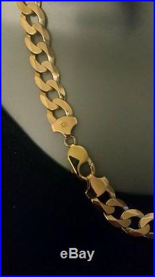 9ct Gold 375 Hallmarked Heavy Solid Mens Flat Curb Chain Approx 22 Inch 88g