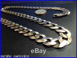 9ct Gold 375 Hallmarked Heavy Solid Mens Flat Curb Chain Approx 24 Inch 92g
