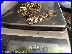 9ct Gold 375 Hallmarked Heavy Solid Mens Flat Curb Chain Approx 24 Inch 92g