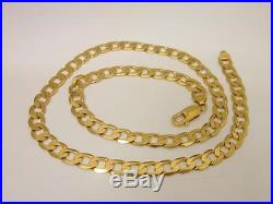 9ct Gold 375 UK Hallmarked Heavy Solid Mens Flat Curb Chain Approx 20 Inch 27g
