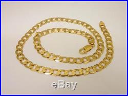 9ct Gold 375 UK Hallmarked Heavy Solid Mens Flat Curb Chain Approx 20 Inch 27g