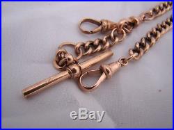 9ct Gold Albert Watch Chain, Hallmarked Links, T-Bar, Three Clasps, 20.1g, 42.5cm