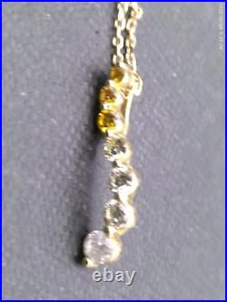 9ct Gold And Multi Colour 7 Diamond Journey Necklace Pendant on a 9ct Gold Chain