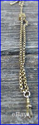 9ct Gold Antique Early Albertina Victorian Watch Chain, T Bar, Fobs & a Prayer