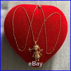 9ct Gold Articulated Rag doll pendant on a chain