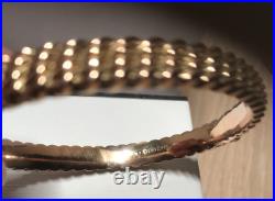 9ct Gold Bangle with safety chain unique design fully hallmarked vintage