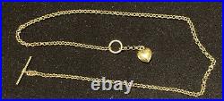 9ct Gold Belcher Chain With Heart and T Bar 5.05g 50cm Long Excellent