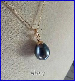 9ct Gold Black Pearl Pendant with 9ct gold, hallmarked'45cms' chain