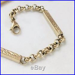 9ct Gold Bracelet Yellow Gold Fancy Patterned 9K Bar Links 7.75 Inch UK HM 6.6g