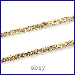 9ct Gold Byzantine Chain 18 Inch Solid Square Yellow UK Hallmarked 12.5g 2mm