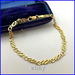 9ct Gold Celtic Twist Bracelet 9k Yellow Gold Hallmarked Knot Style Links 18cm