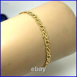 9ct Gold Celtic Twist Bracelet 9k Yellow Gold Hallmarked Knot Style Links 18cm