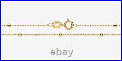 9ct Gold Chain 22 Flat Trace Bead Ball Chain 9 Carat Yellow Gold New Necklace