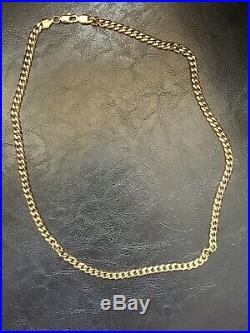 9ct Gold Chain Flat Curb Necklace Mens 375 fully hallmarked
