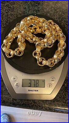 9ct Gold Chain Huge Heavy Chunky Belcher Fully Hallmarks 28 Inch 378g