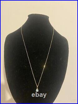 9ct Gold Chain Necklace 18 Inches With Topaz & Box