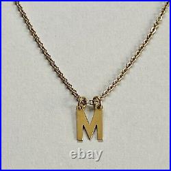 9ct Gold Chain Necklace 18 Initial M Pendant Vintage 1981