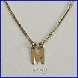 9ct Gold Chain Necklace 18 Initial M Pendant Vintage 1981