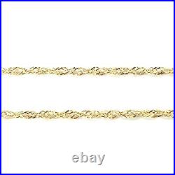 9ct Gold Chain Singapore Style Twist Links New 1.5mm Wide 24 22 20 18 16