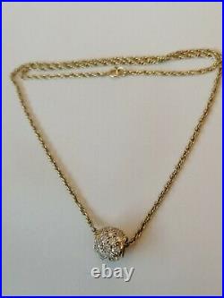 9ct Gold Chain With Gold Clear Stone Set Bead