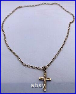 9ct Gold Cross And Chain 8.24g