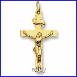 9ct Gold Crucifix Cross Jesus Solid Pendant Rosary Medal Charm Chain Gift Box