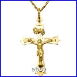 9ct Gold Crucifix Cross Pendant Necklace With 18 Gold Chain