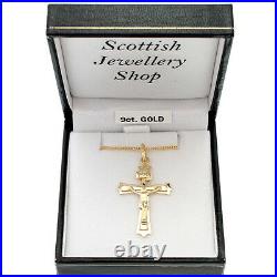 9ct Gold Crucifix Cross Pendant Necklace With 18 Gold Chain