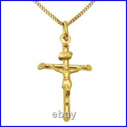 9ct Gold Crucifix Cross pendant necklace with 18 gold chain and gift box