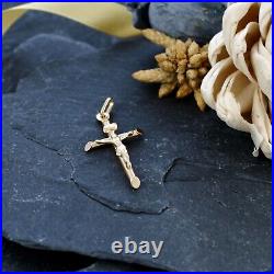 9ct Gold Crucifix Cross pendant necklace with 18 gold chain and gift box