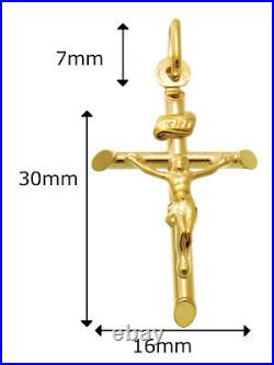 9ct Gold Crucifix Cross pendant necklace with 18 gold chain and gift box