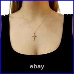 9ct Gold Crucifix Cross pendant necklace with 18 gold chain and gift box