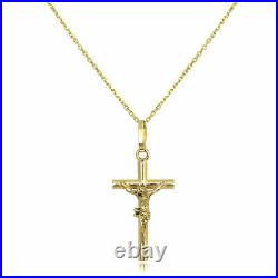9ct Gold Crucifix Pendant Necklace Belcher Chain Cross Christian Faith Necklaces