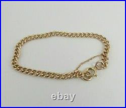 9ct Gold Curb Bracelet Albert Watch Chain Antique Hallmarked 8.25'' 12.7 grams