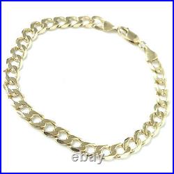 9ct Gold Curb Bracelet Solid Yellow Men's 12.3g 6.5mm 8.5 Inches HALLMARKED