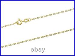9ct Gold Curb Chain 1.5mm Solid Curb Link Pendant Necklace Hallmark