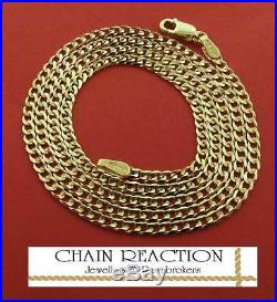 9ct Gold Curb Chain 16 Flat Diamond Cut Link Necklace Gift Box